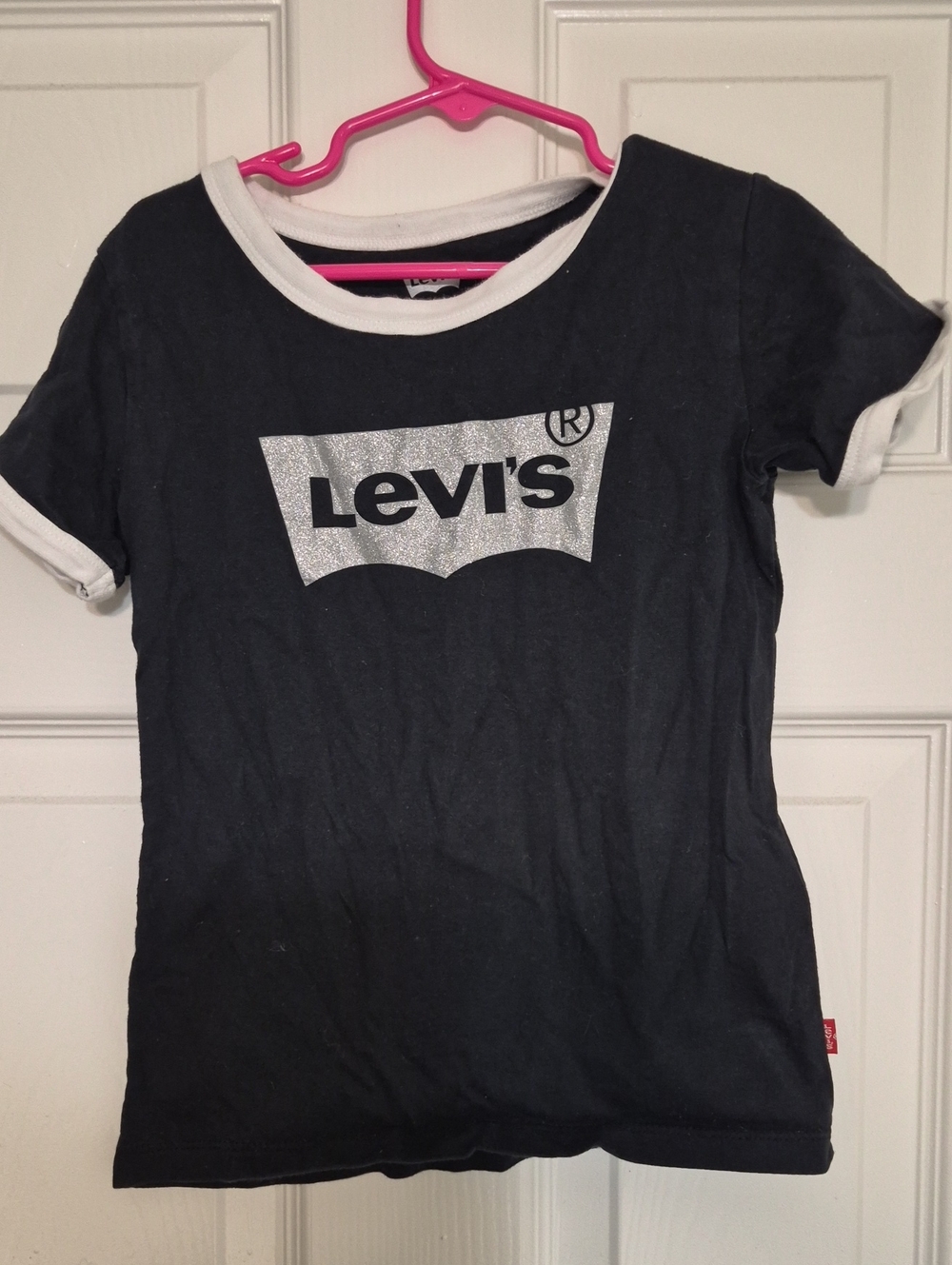 Levi's Black Tee with White Trim and Glitter Logo